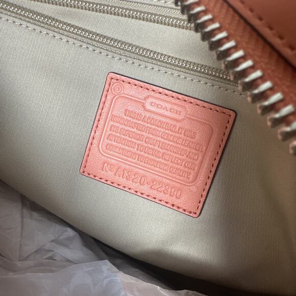 NWT Coach Legacy Perforated Leather Medium Candace Carryall 22390 Coral/Lt Sand - Picture 13 of 14